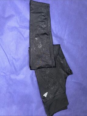 Adidas Black Floral Print Performance Leggings